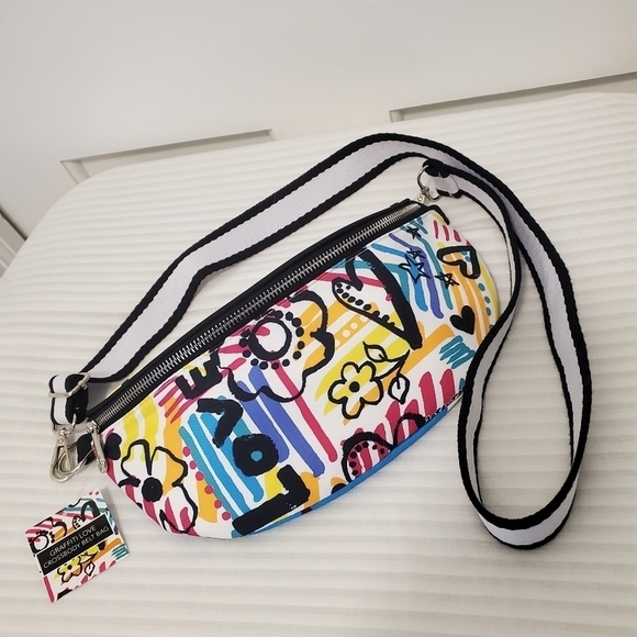 NWT Brighton Graffiti Love Crossbody Belt Bag Style D30264, Colorful Lightweight - Picture 1 of 13